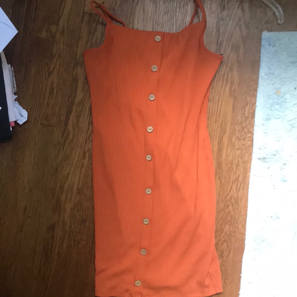 Orange button bodycon dress